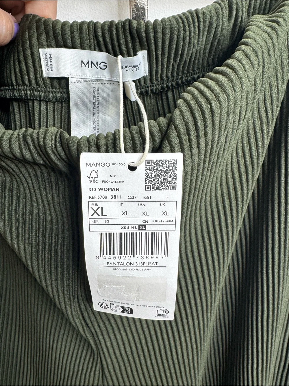 Mango Olive Green Ribbed Pants - Picture 3 of 3